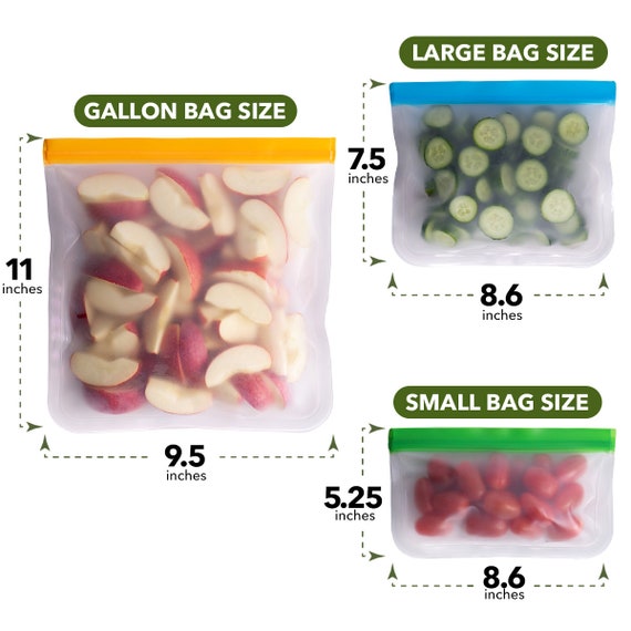 Reusable Gallon Freezer Bags - 6 Pack Large Size Food Storage Bags