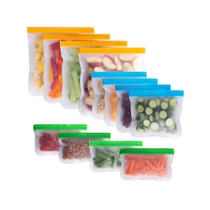 Reusable Silicone Food Bags, Ziplock Reusable Snack And Sandwich Storage  Bags