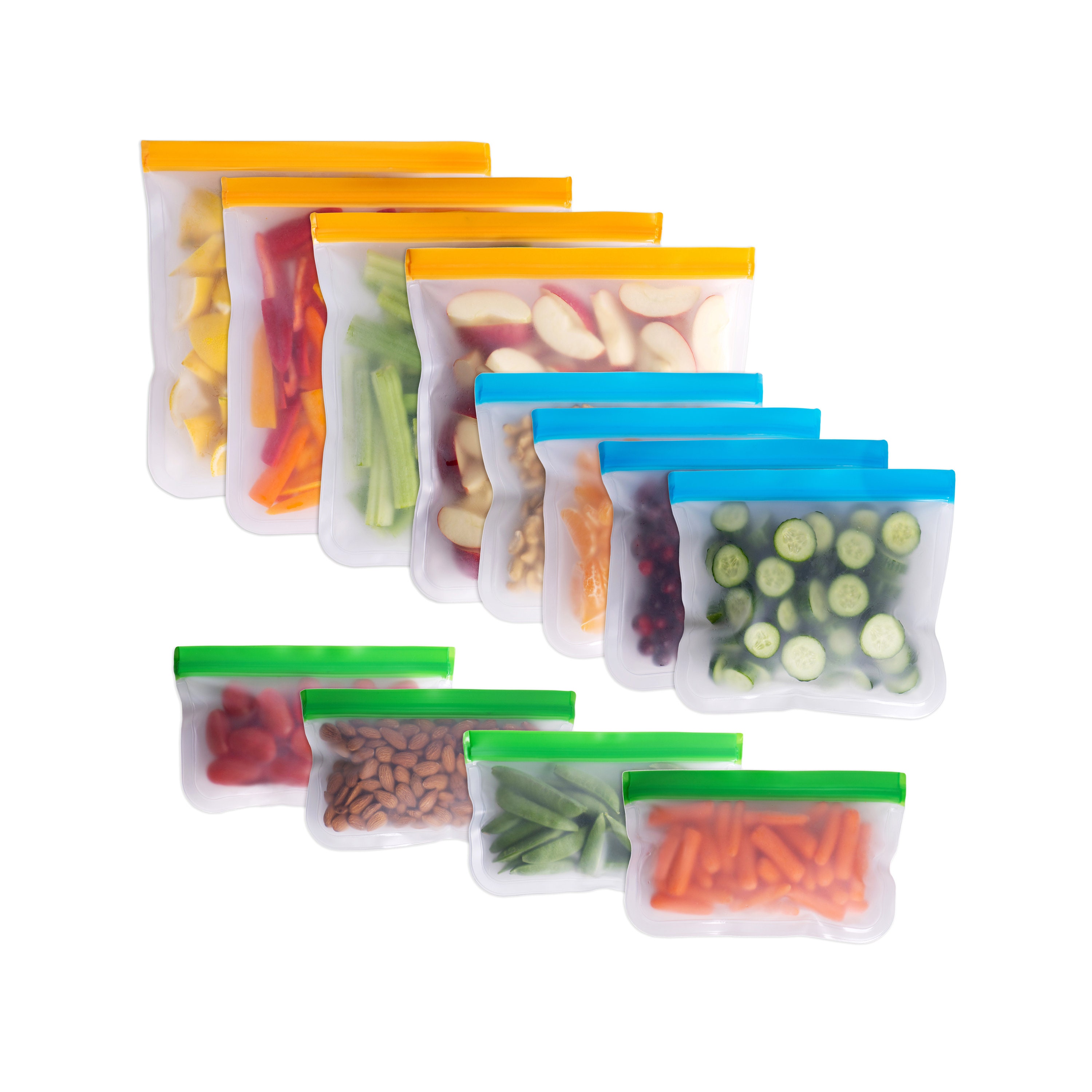 Reusable Food Storage Bags, 12 Pack Bpa Free Freezer Leakproof Bag For