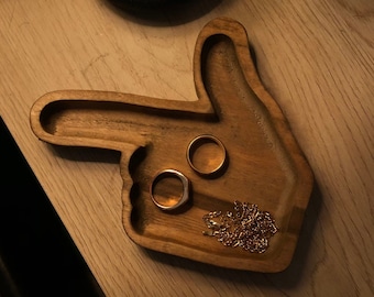 Oklahoma State University "Pistol" Hand Sign Wood Carved Tray