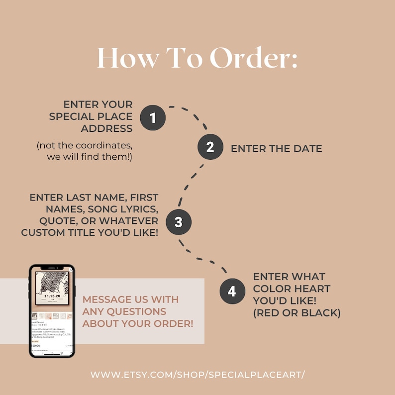 May include: How to order a custom map print with a special place address, date, names, lyrics, quote, or custom title. Choose a red or black heart. Message us with any questions.