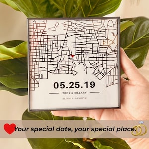 Custom Coordinates Map | Personalized Anniversary Gift | Wedding Gift for Him Her | Hand Drawn Framed Map Art
