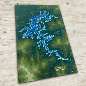 11 x 17 po. Chatuge Lake, Caroline du Nord et Géorgie, | Carte topographique et bathymétrique papier, 11 x 17 | Art mural | affiche | Imprimer | Illustration de la carte
