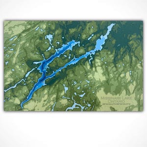 11 "x 17" Missinaibi Lake, Ontario | Papierschnitt, topographische und Bathymetrische Karte, 11x17