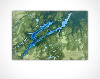 11"x17" Missinaibi Lake, Ontario | Papercut Topographic and Bathymetric Map, 11x17