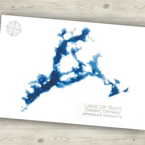 12 "x 18" See von Bays, Dwight Ontario, Papierschnitt Bathymetrische Karte, 12x18