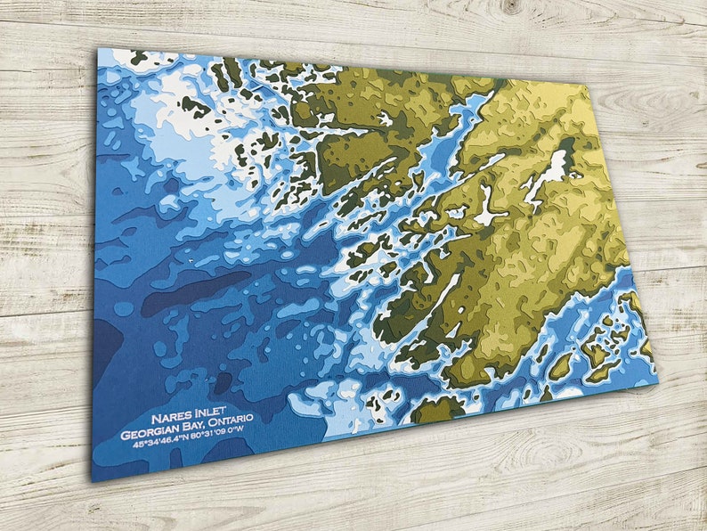 Georgian Bay Topographic Papercut Map: Lake Huron Art (11x17) - Etsy