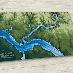 11 x 17 po. Elk River, Alabama, rivière Tennessee | Carte topographique et bathymétrique papier, 11 x 17 | Art mural | affiche | Imprimer | Illustration de la carte