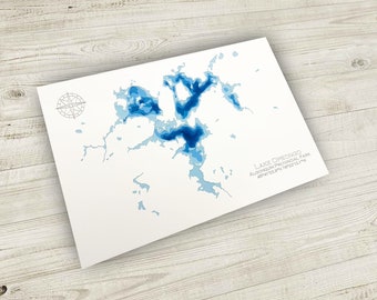 Mapa recortado del lago Opeongo: Decoración de pared para cabañas del Parque Algonquin