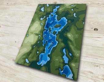 Lac Blue Sea Papercut Map Art: Quebec Topographic Print
