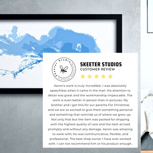 Puede incluir: Una rese&ntilde;a de un cliente para Skeeter Studios, un negocio que da vida a tus recuerdos. La rese&ntilde;a es positiva, con cinco estrellas y un testimonio entusiasta sobre la calidad del trabajo y el servicio al cliente.