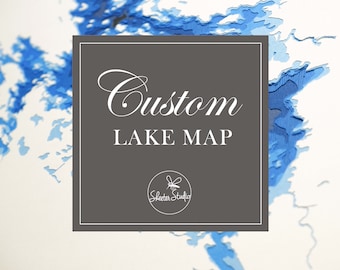 Carte bathymétrique en papier superposé personnalisée | Art cartographique personnalisé | Art mural pour Lake House | Cadeau de retraite | Cadeau attentionné pour les parents