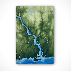 11 x 17 po. Lyme, Connecticut | Carte topographique et bathymétrique Papercut, 11 x 17