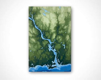 11"x17" Lyme, Connecticut | Papercut Topographic and Bathymetric Map, 11x17