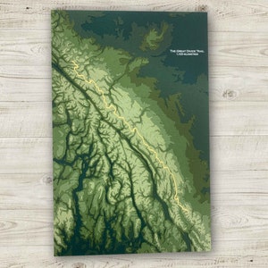 11 x 17 po. The Great Divide Trail, montagnes Rocheuses, Colombie-Britannique / Albert, carte topographique en papier découpé, 11 x 17 po. Les montagnes vous appellent