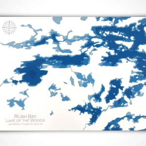 12 "x 18" Lake of the Woods, Ontario, Manitoba, Papierschnitt Bathymetrische Karte, 12x18