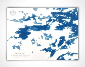 12"x18" Lake of the Woods, Ontario Manitoba, Papercut Bathymetric Map, 12x18