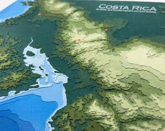 Mapa topográfico personalizado, arte de mapa en papel con capas, arte mural de ubicación personalizado, regalo de coordenadas