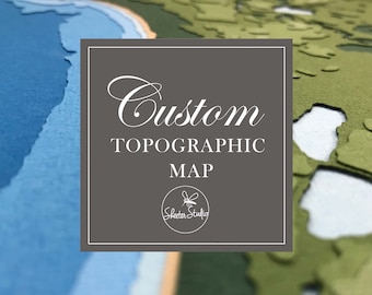 Carte bathymétrique topographique en papier en couches personnalisée | Art cartographique personnalisé | Premier art mural à la maison | Cadeau de mariage ou d'anniversaire attentionné