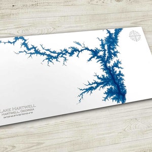 12"x24" Lago Hartwell, Georgia e Carolina del Sud, Mappa batimetrica ritagliata su carta, 12x24