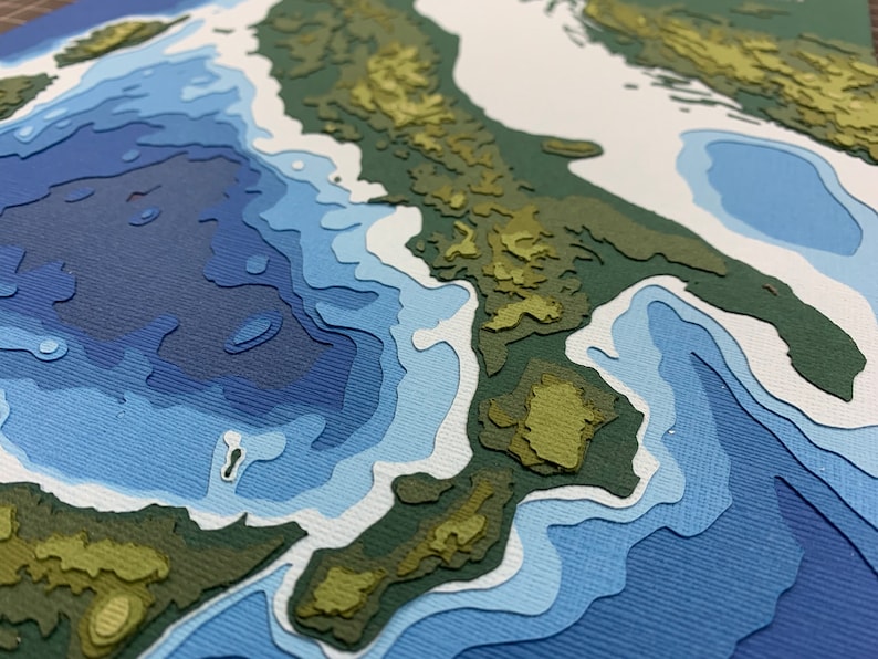 Italy Topographic Map Art: Layered Papercut Print (11x17) - Etsy