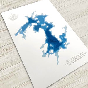 12"x18" Blackstone Lake, Township of Archipelago , Papercut Bathymetric Map, 12x18