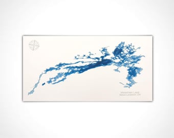 12"x24"Minnitaki Lake, Sioux Lookout, Ontario, Canada Papercut Bathymetric Map, 12x24