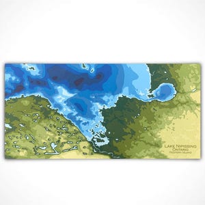 11 "x 22" See Nipissing | Papierschnitt, topographische und Bathymetrische Karte, 11x22