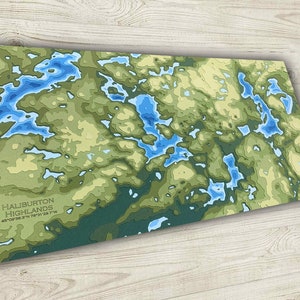 11"x17" Haliburton Highlands / Redstone Lake, Kennisis Lake, Ontario / Mappa topografica e batimetrica ritagliata su carta, 11x17