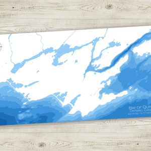 12"x24" Mappa batimetrica della baia di Quinte, Ontario, Canada, 12x24