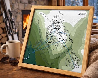 Custom Ski Resort Map, Personalized Ski Hill Art, Topographic Trail Map, Ski Run Wall Art, Skiing Gift, Mountain Decor
