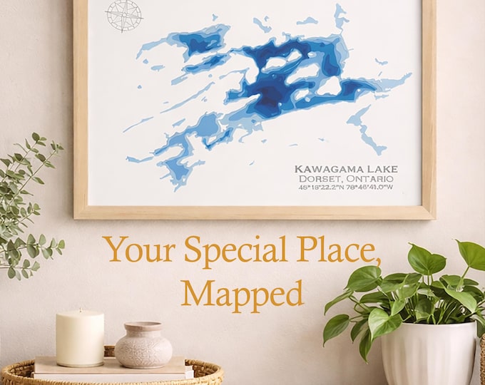 Custom Layered Paper Lake Map, Personalized Bathymetric Wall Art (Coordinates Gift)