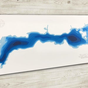 12 "x24" Elliot Lake, Algoma ontona, Papierschnitt Bathymetrische Karte, 12x24"