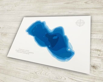 12&quot;x18&quot; Pigeon Lake, Itaska Beach Alberta, Papercut Bathymetric Map, 12x18