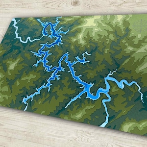 11 x 17 po. Lac Hiwassee, Murphy Caroline du Nord | Caroline du Nord | Carte topographique et bathymétrique papier, 11 x 17 | Art mural | affiche | Imprimer | Illustration de la carte
