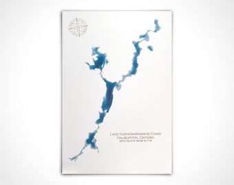12"x18" Lake Kashagawigamog, Haliburton, Ontario, Papercut Bathymetric Map, 12x18