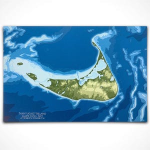 11 x 17 po. Île Nantucket, Cape Cod, Missouri | Carte topographique et bathymétrique Papercut, 11 x 17