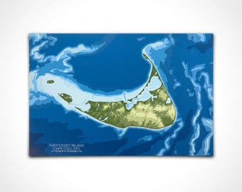 11"x17" Nantucket Island, Cape Cod MO | Papercut Topographic and Bathymetric Map, 11x17