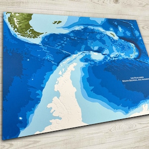 Antartide, Oceano Atlantico Pacifico, Argentina, carta topografica batimetrica Papercut 12x18 12x24