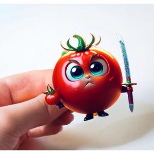 Samurai Tomato Sticker, Funny Tomato Stickers, Warrior Kiss-Cut Vinyl Decal, Tomato Laptop Stickers, Tomato Art, Tomato, Vegetable Stickers