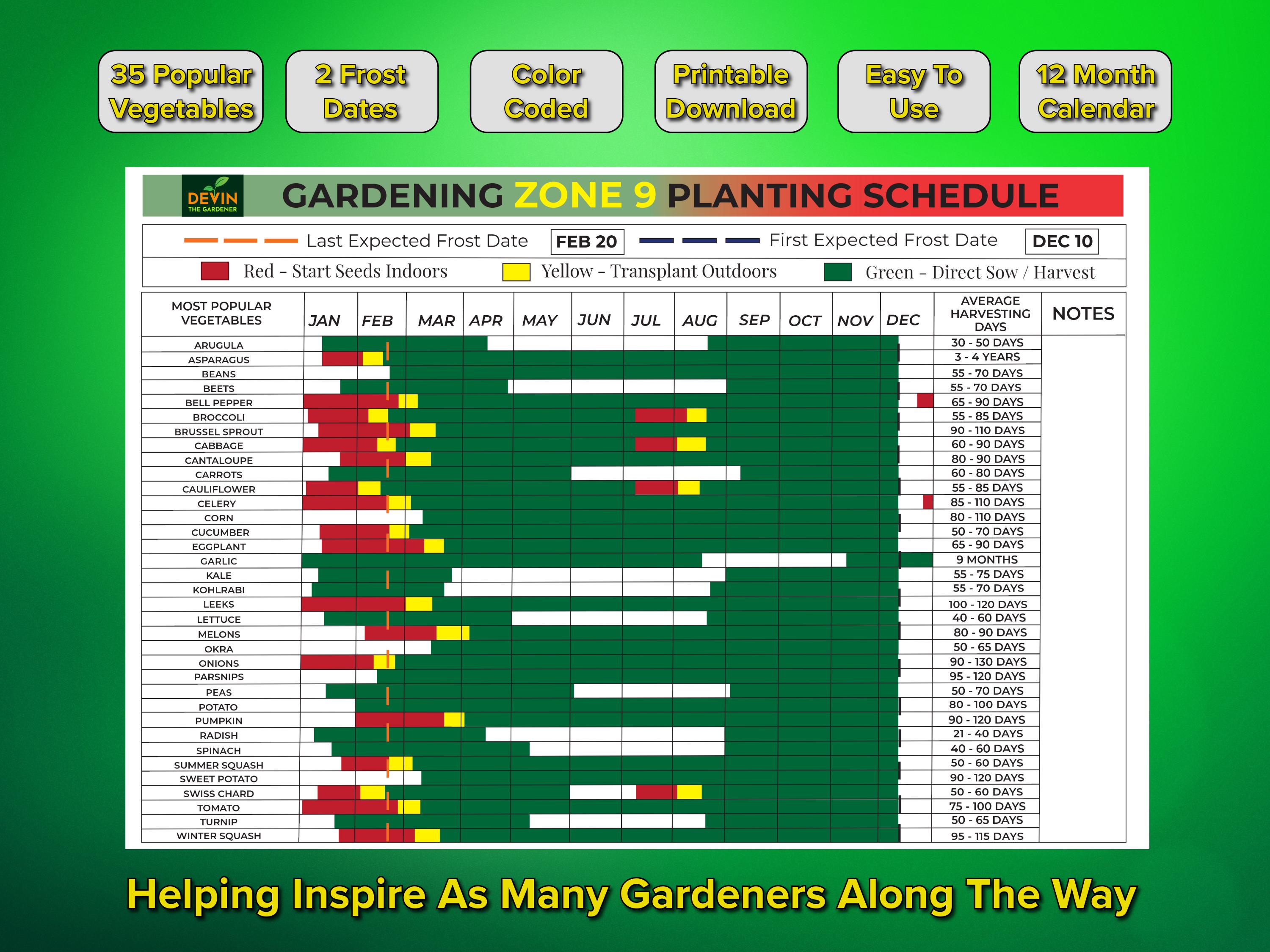 Zone 9 Garden Planner 2025: Seed Starting Schedule (PDF) - Etsy