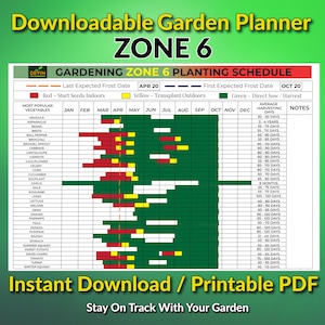 Garden Planner Zone 6, Gardening Plan Zone 6, Garden Planner PDF, Garden Planner 2025, Garden Calendar, Planting Calendar, Garden Calendar