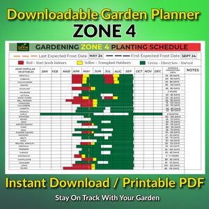 Stay organized with this Garden Planner Zone 4! This Gardening Planner Zone 4 includes a Vegetable Garden Calendar, a Garden Spreadsheet, and makes a perfect Mother’s Day Garden Gift. Get ready for your best garden in Garden Planner 2025!