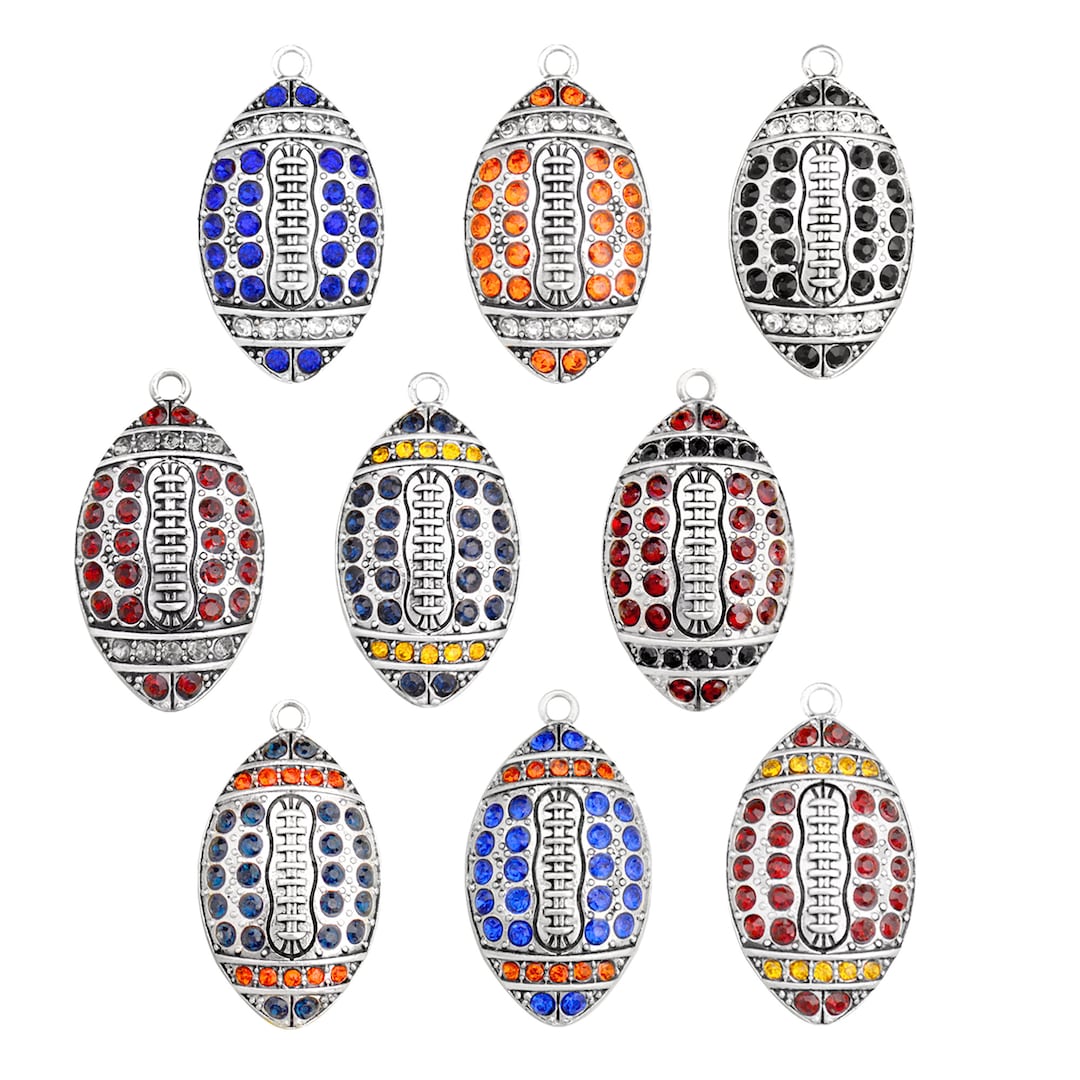 Crystal Rhinestone Football Charm Pendants - Assorted Colors - Etsy