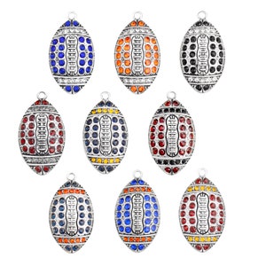 Crystal Rhinestone Football Charm Pendants - Assorted Colors