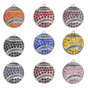 Baseball Crystal Rhinestone Charms - Assorted Colors