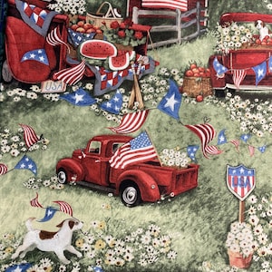 Cotton Fabric - Patriotic Picnic - 68&quot; long