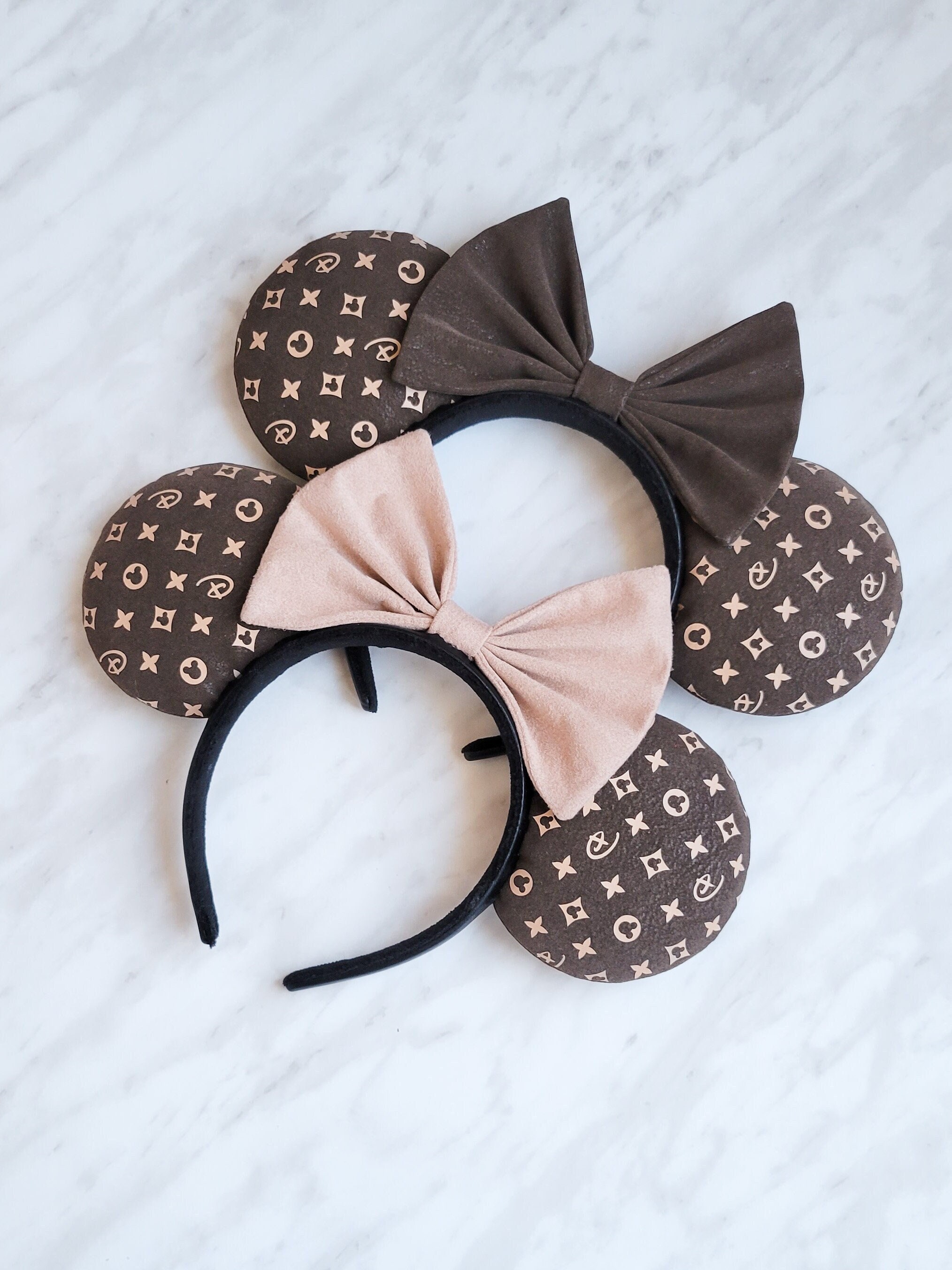 Rainbow Louis V Leather Minnie Ears, Designer Minnie Ears