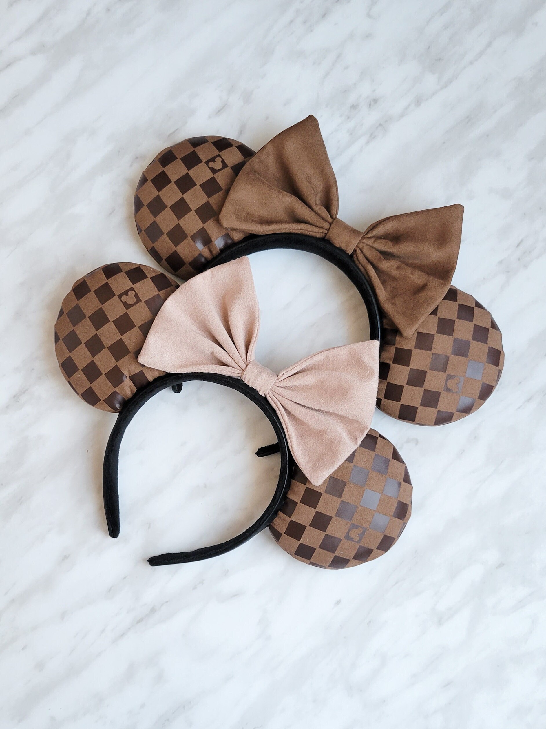 Monogram Mouse Ear Chocolate Brown Mouse Ear Designer Ears 