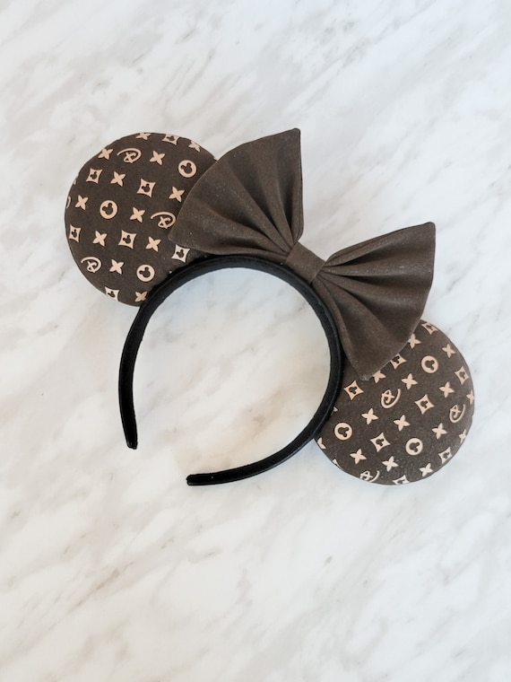 Monogram Mouse Ear Chocolate Brown Mouse Ear Designer Ears 